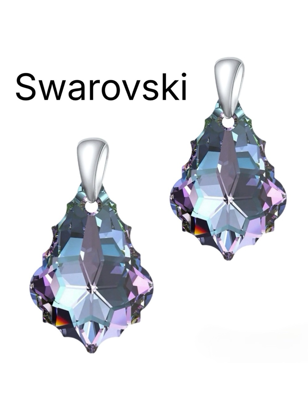 (2) Swarovski (6090) Baroque Crystal Vitrail Light Pendants